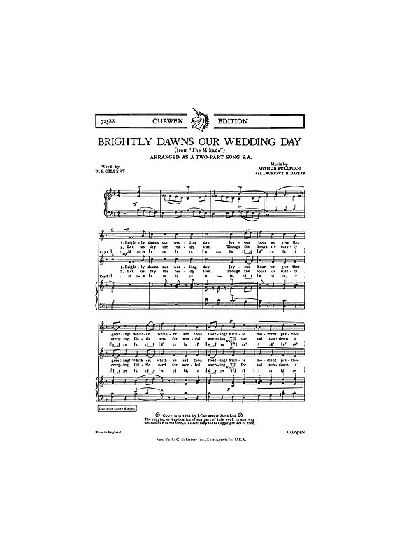 Arthur Sullivan: Brightly Dawns Our Wedding Day (Mikado) - 2-Part