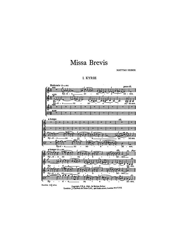 Matyas Seiber: Missa Brevis (Latin)