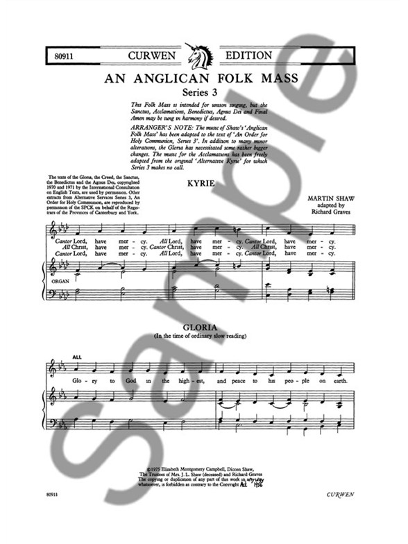 Martin Shaw: An Anglican Folk Mass (SATB)