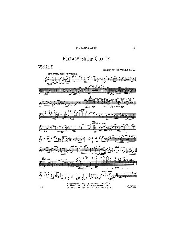 Herbert Howells: Fantasy String Quartet (Parts)