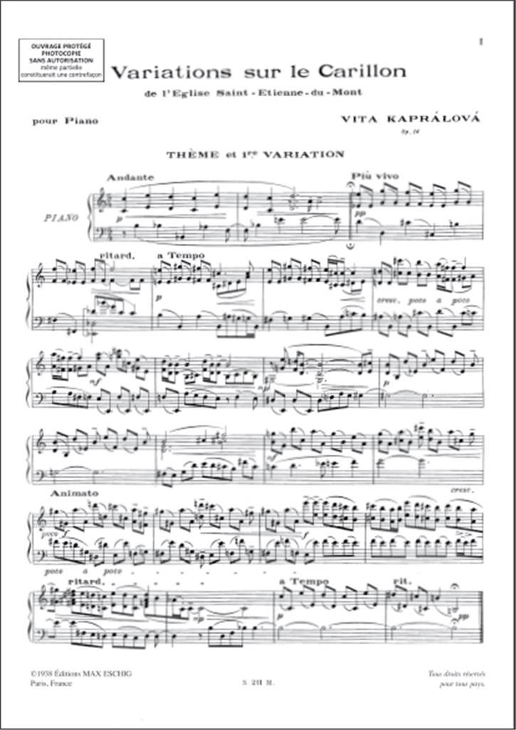 Variations Sur Le Carillon : Pour Piano