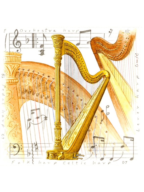 Little Snoring Gifts: Fridge Magnet - Harp