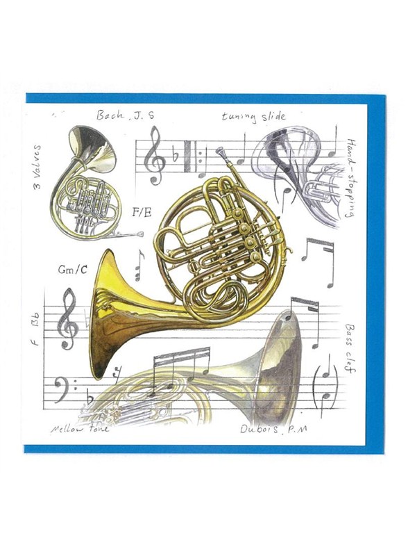 Little Snoring Gifts: Notelets Pack Of Five – French Horn Design