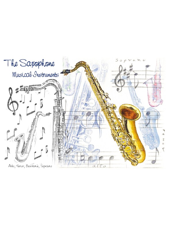 Little Snoring Gifts: 7x5 Greetings Card - Saxophone Design