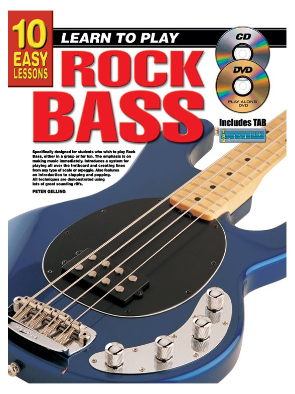10 Easy Lssns Rck Bss Bgtr Bk/Cd/Dvd
