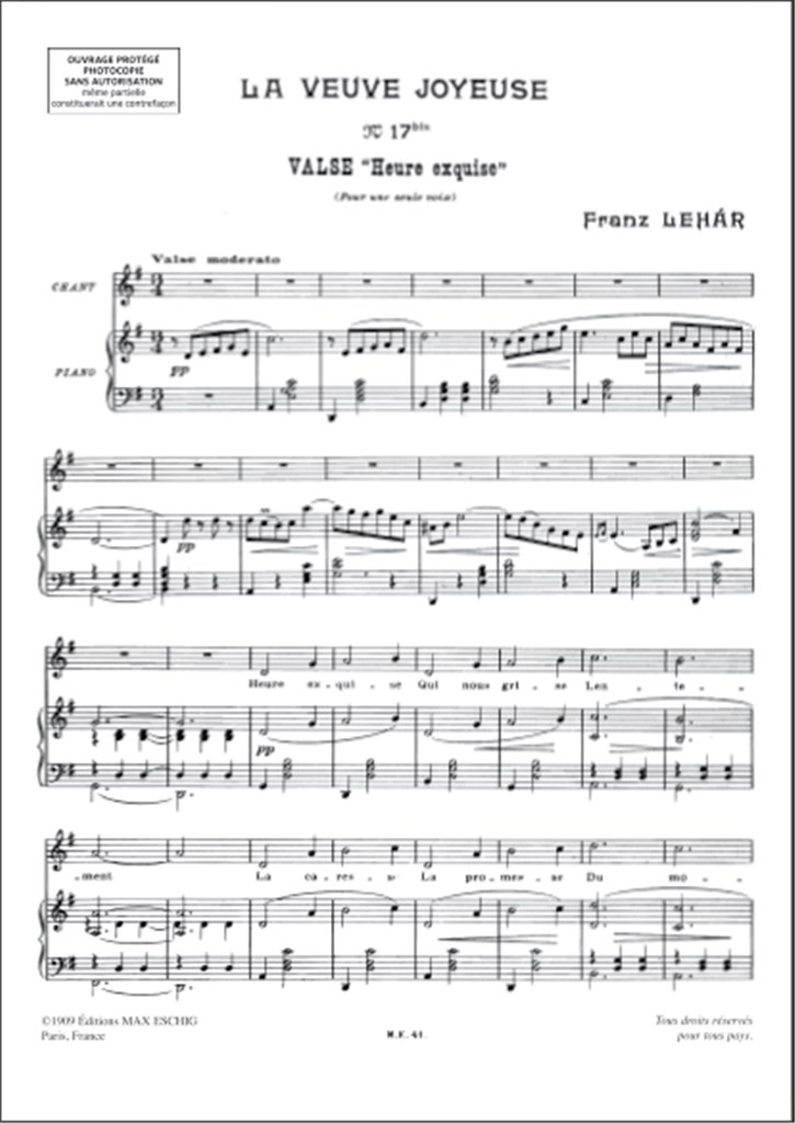 Veuve Joyeuse (Vedova Allegra) N 17B Soprano-Piano
