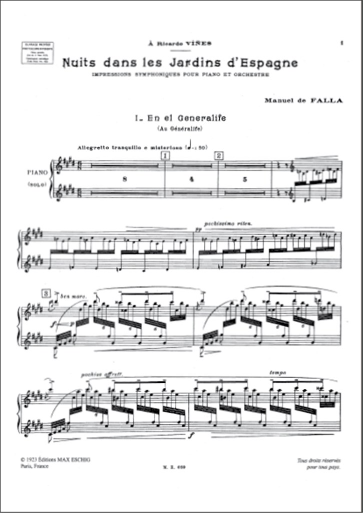 Nuits Jardins..Partie De Piano Soliste