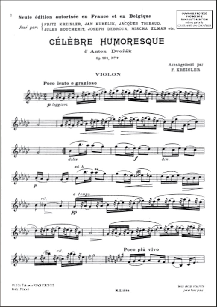 Humoresque Op 101 N 7 Violon-Piano (Kreisler)