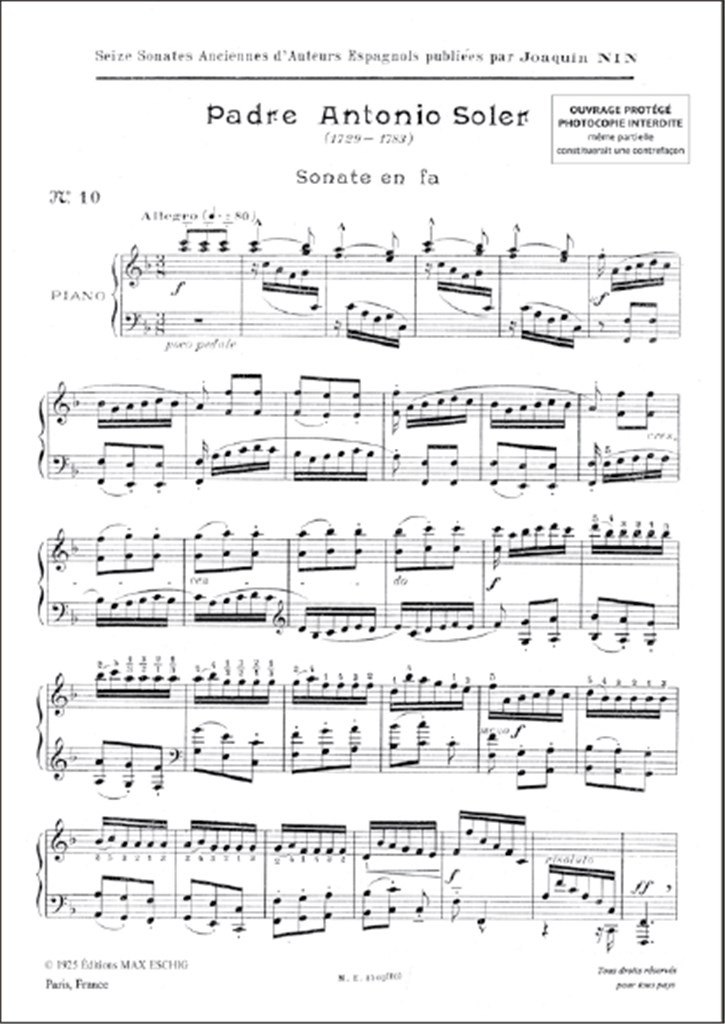 Sonate N. 10 En Fa Majeur, Pour Piano