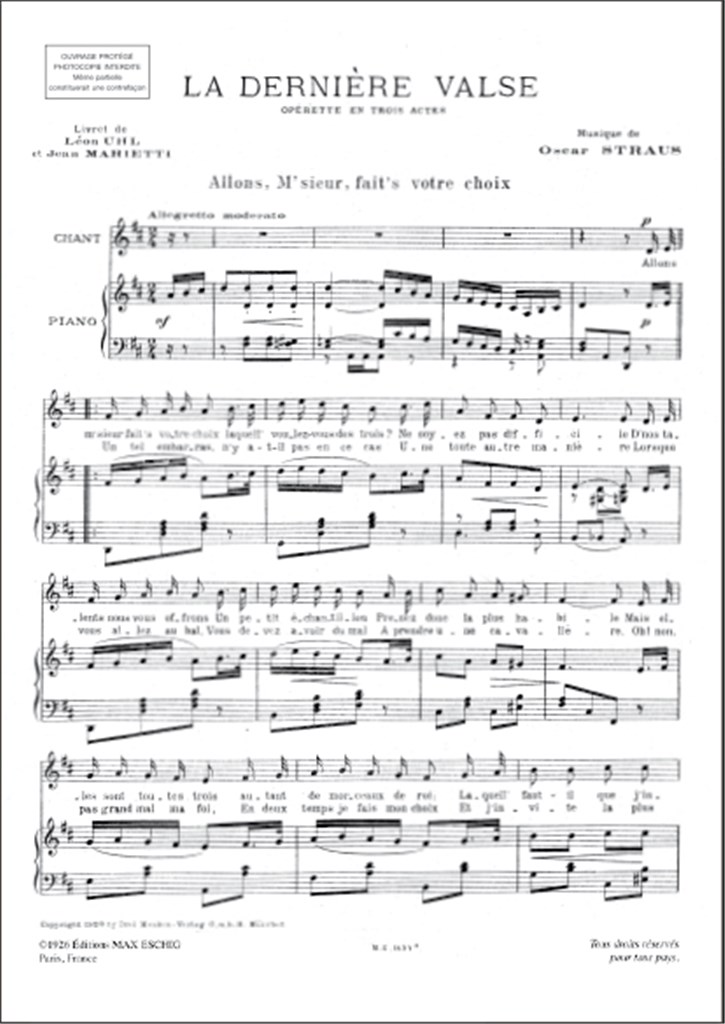 La Derniere Valse N 5 Chant-Piano (Quatuor Danse