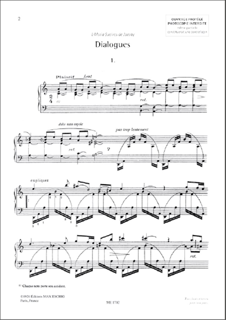 Dialogues - 2 Pieces Pour Piano