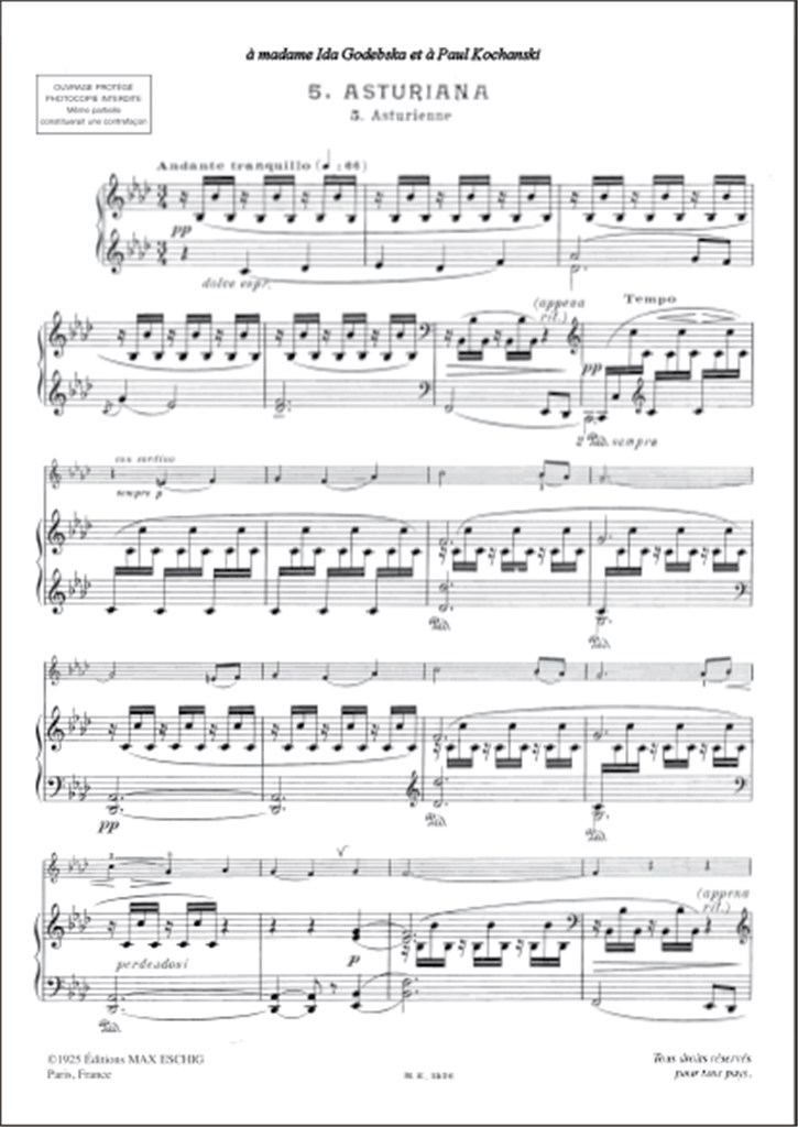 Asturiana : Pour Violoncelle & Piano