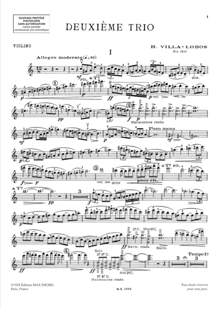 Deuxième Trio : pour violon, violoncelle et piano