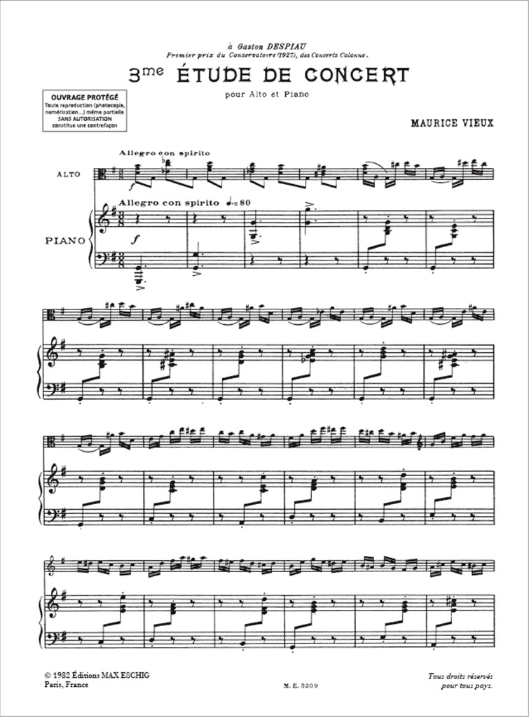 Études Concert No. 3 : Pour Viola & Piano