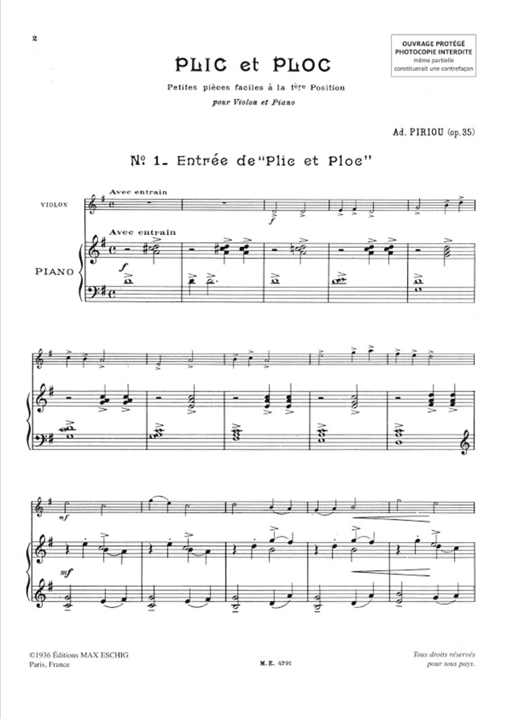 Plic Et Ploc N 1 (Entree-Pieces Faciles 1 Pos)