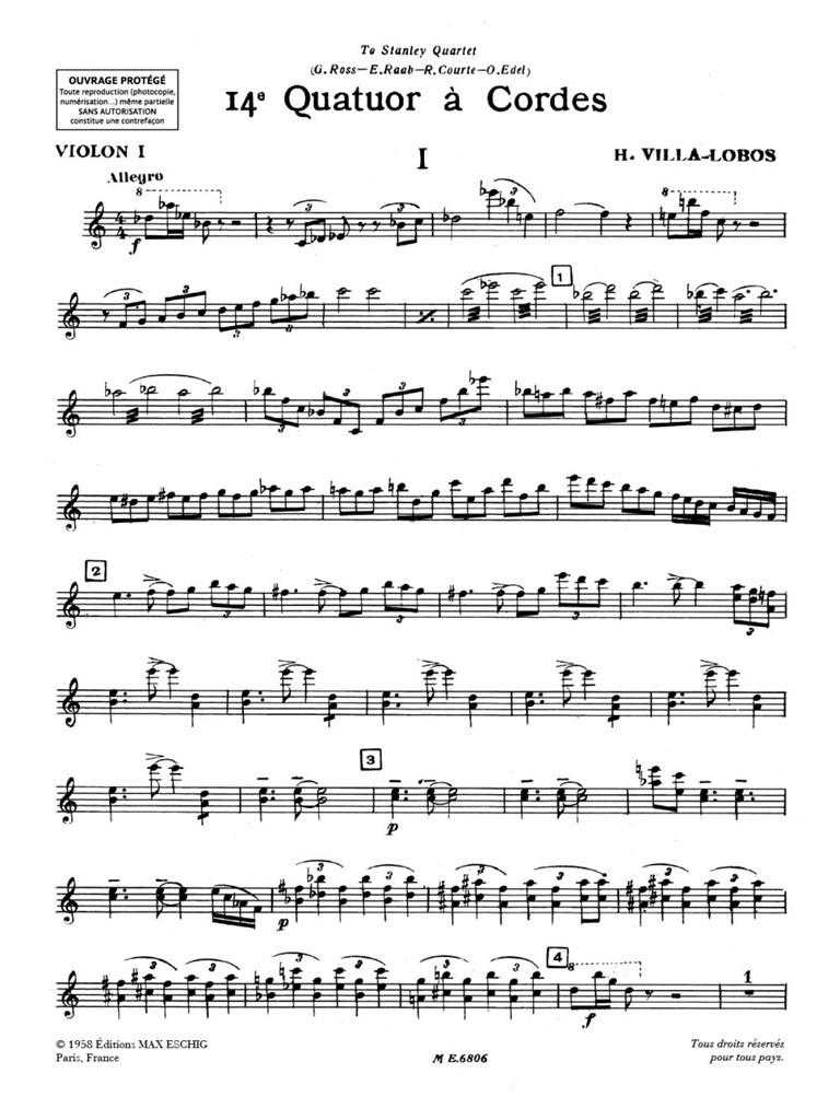 Villa-Lobos Quatuor N 14 Pties