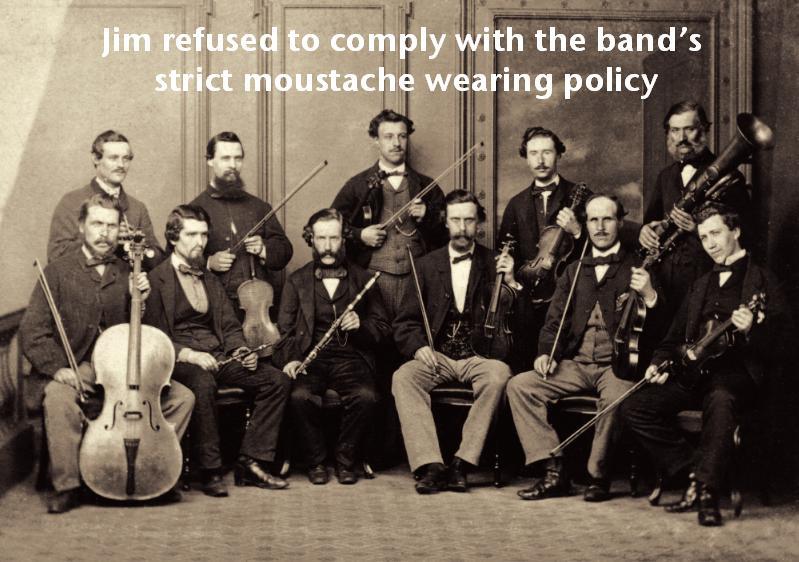 Music Greetings Card: Jim Refused To Comply With The Band's Strict Moustache Wearing Policy