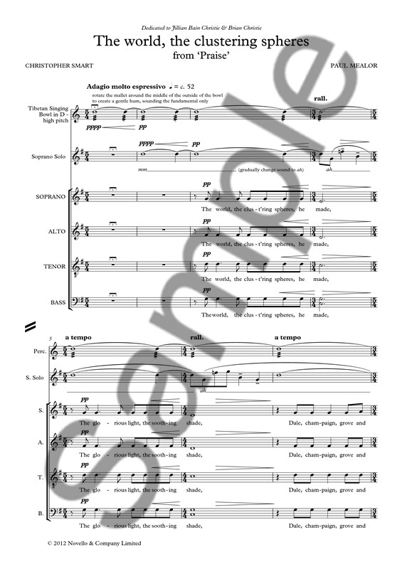 Paul Mealor: The World, The Clustering Spheres (Praise) - Vocal Score