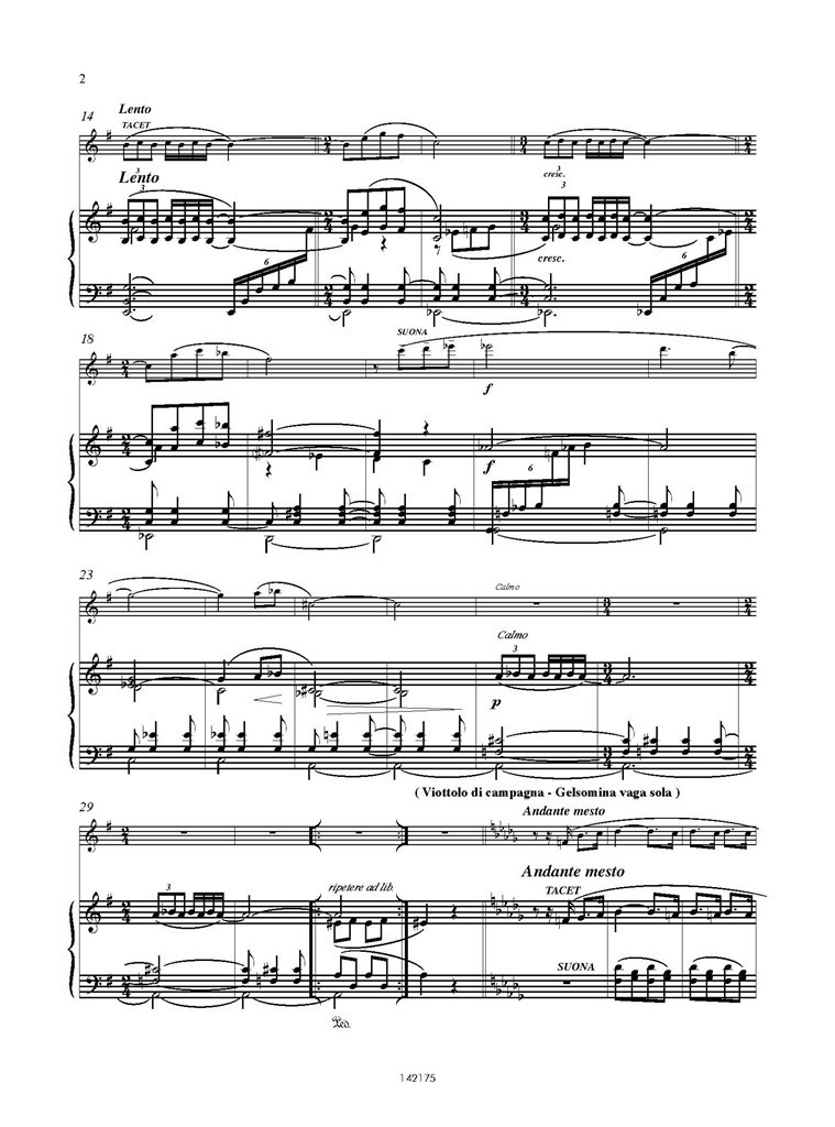 La strada : IV: Viottolo di campagna - Gelsomina vaga sola (Rielaboraz. per fIauto e pianoforte di C. Tabarelli)
