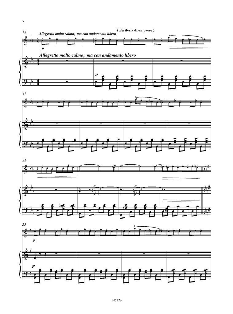 La strada : V: Periferia di un paese (Rielaborazione per fIauto e pianoforte di C. Tabarelli)