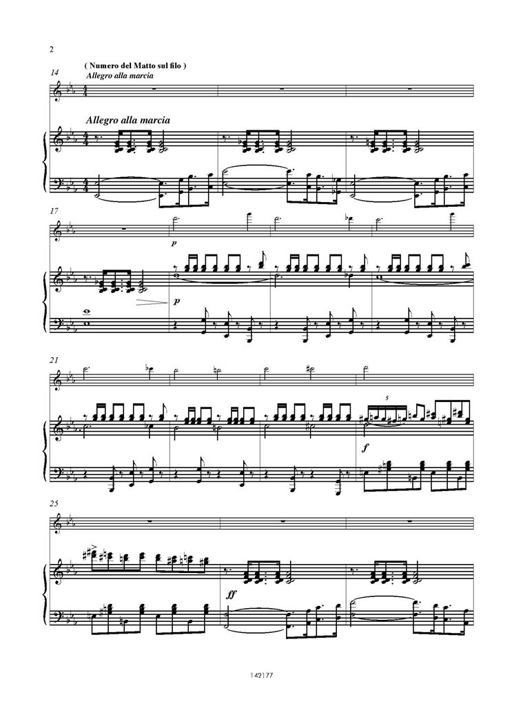 La strada : VI: Numero del Matto sul filo (Rielaborazione per fIauto e pianoforte di C. Tabarelli)