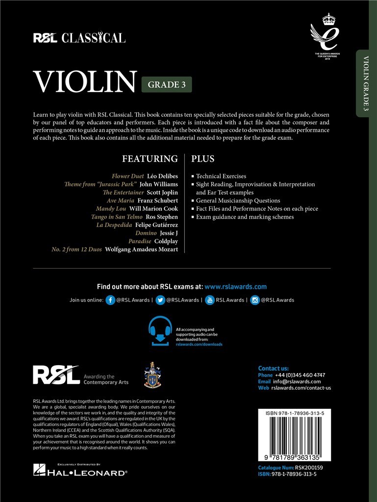 RSL Classical Violin Grade 3 (2021)