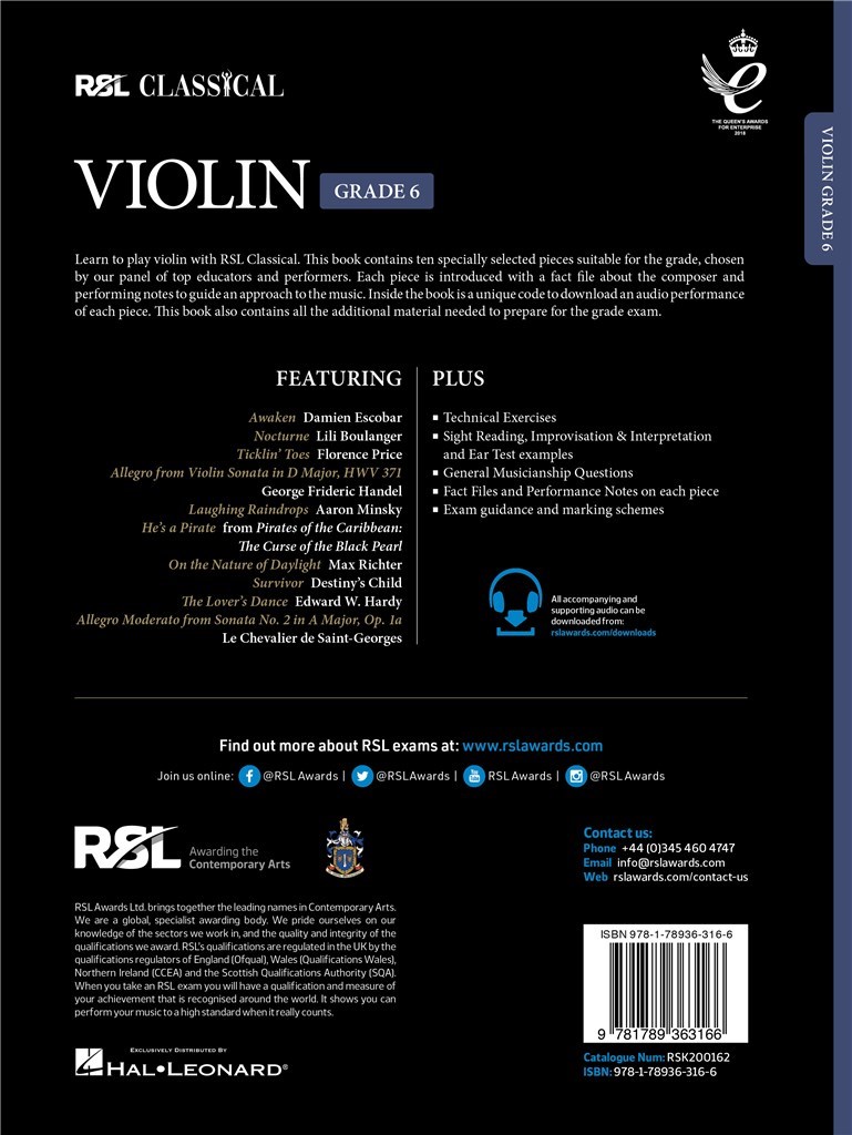 RSL Classical Violin Grade 6 (2021)