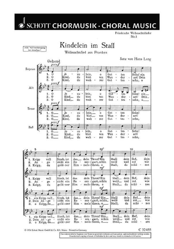 Frankische Weihnachtslieder : 1. Kindelein im Stall O Jesulein, o Gottes Sohn