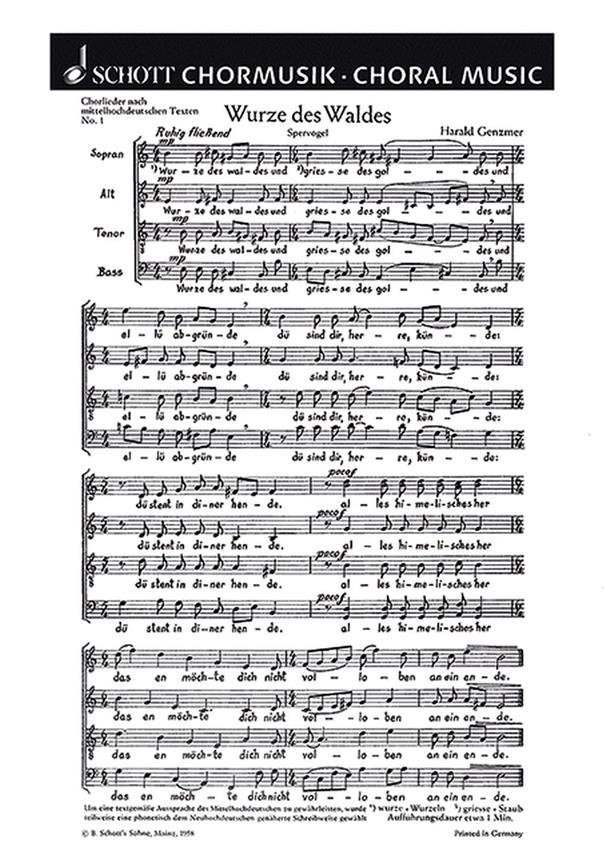 Funf Chorlieder GeWV 17 : 1. Wurze des Waldes / 2. Ich will truren fahren lan