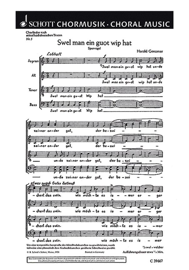 Funf Chorlieder GeWV 17 : 5. Swel man ein guot wip hat