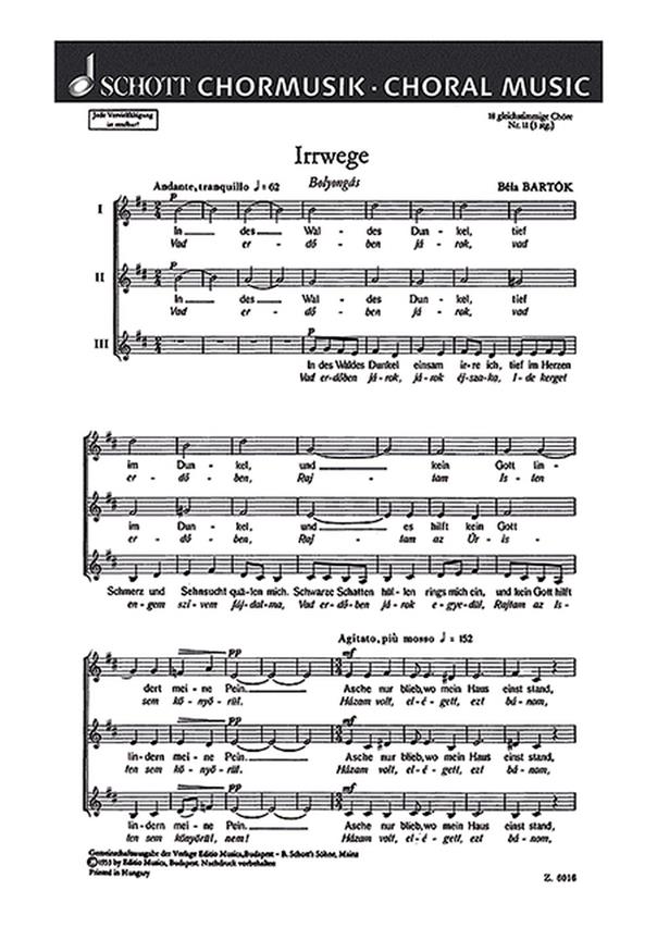 18 Chorlieder : 11. Irrwege - Bolyongas