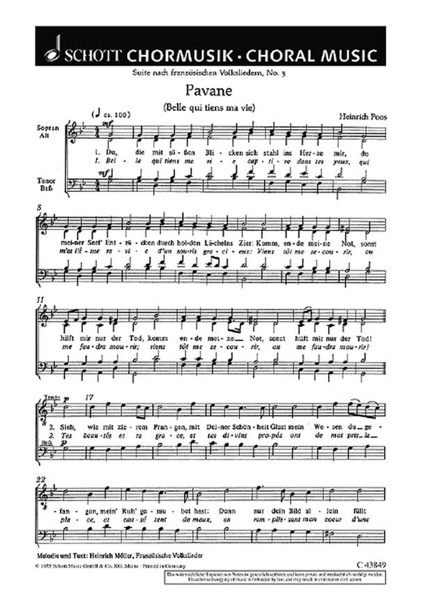 Suite nach franzosischen Volksliedern : 3. Pavane Belle qui tiens ma vie