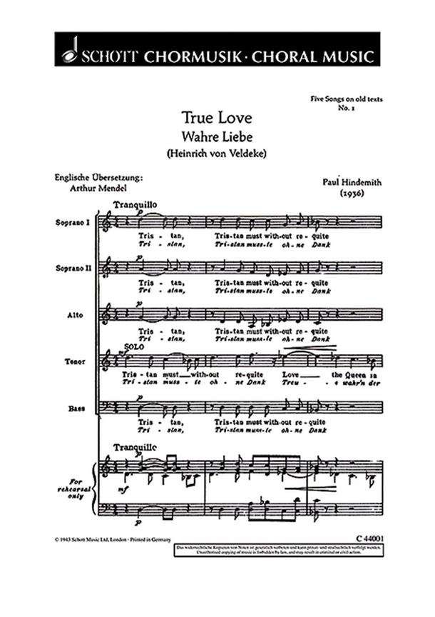 Five Songs on old texts : 1. True Love - Wahre Liebe