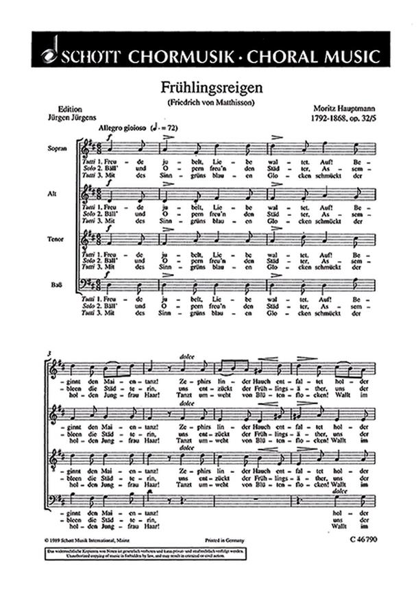 Sechs Chorlieder op. 32 : 5. Fruhlingsreigen Freude jubelt, Liebe waltet