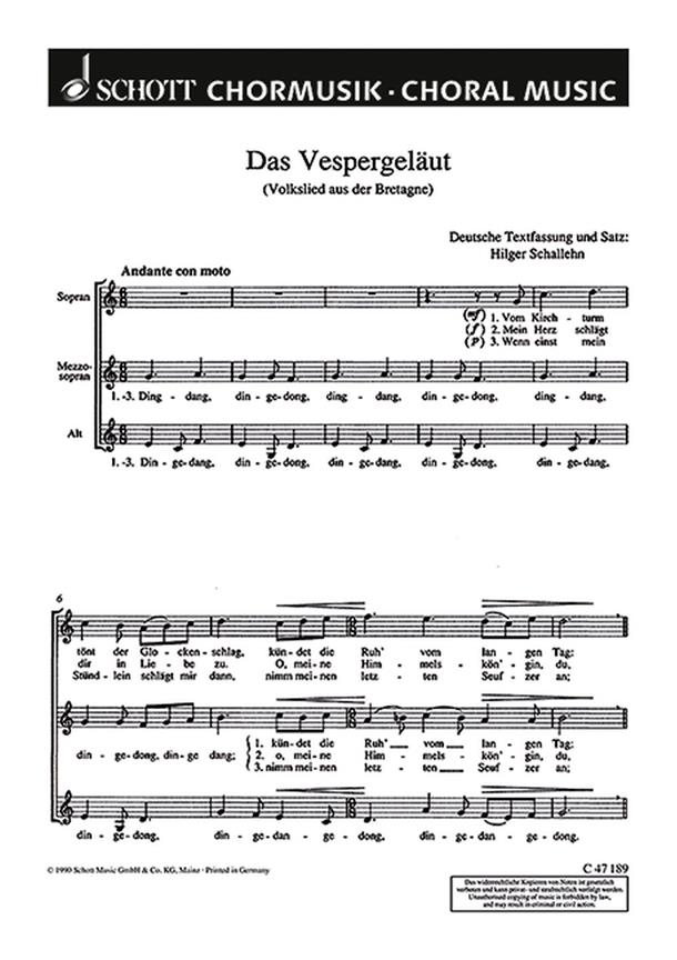 Das Vespergelaut - Les cloches des vêpres : Vom Kirchturm tont der Glockenschlag (Bretagne)