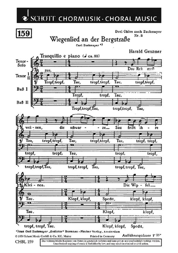 Drei Chore GeWV 54 : 2. Wiegenlied an der Bergstrase Tropf, tropf, Tau