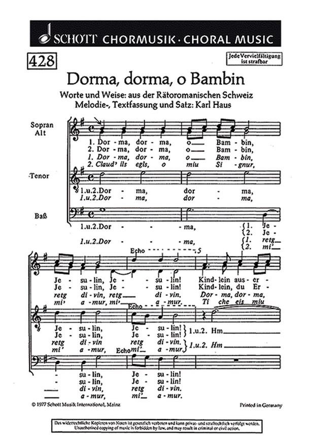 Europaische Weihnachtslieder : 2. Dorma, dorma, o bambin (Schweiz)