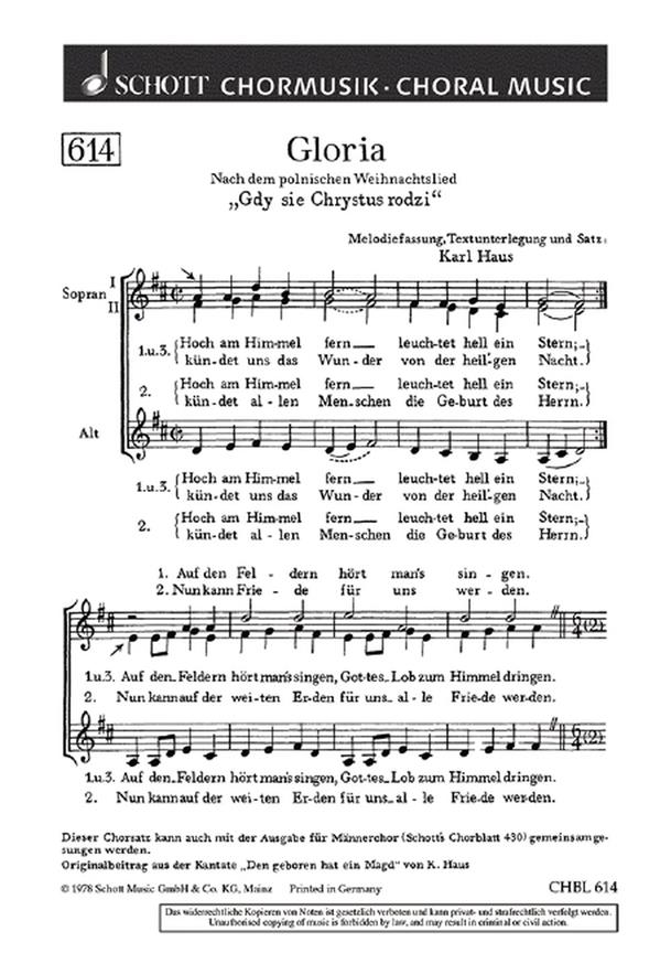 Gloria : nach dem polnischen Weihnachtslied Gdy sie Chrystus rodzi