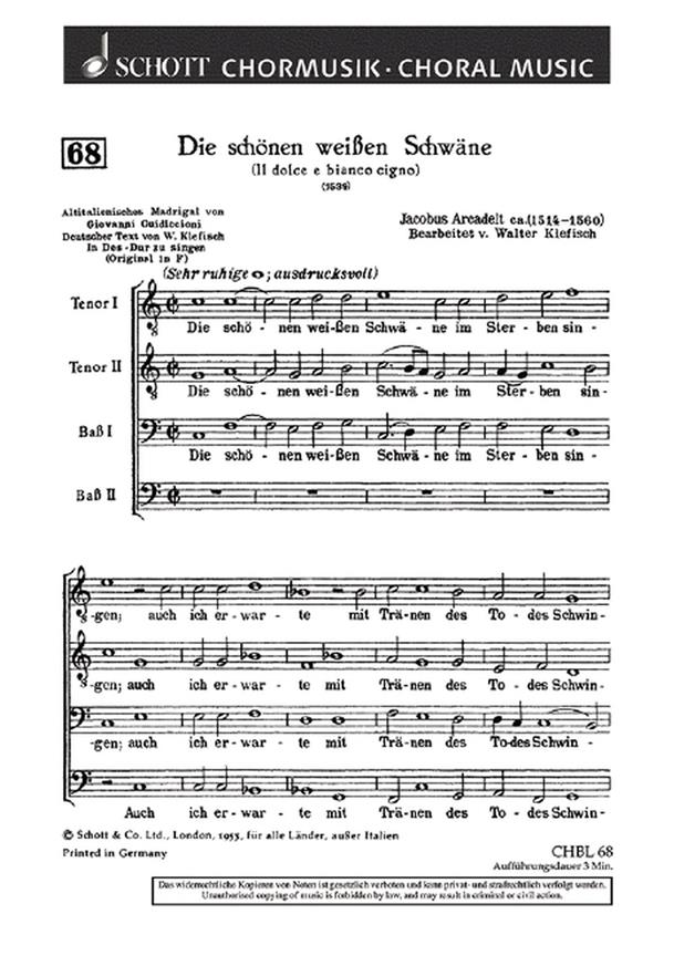 Die schonen weisen Schwane : Madrigal