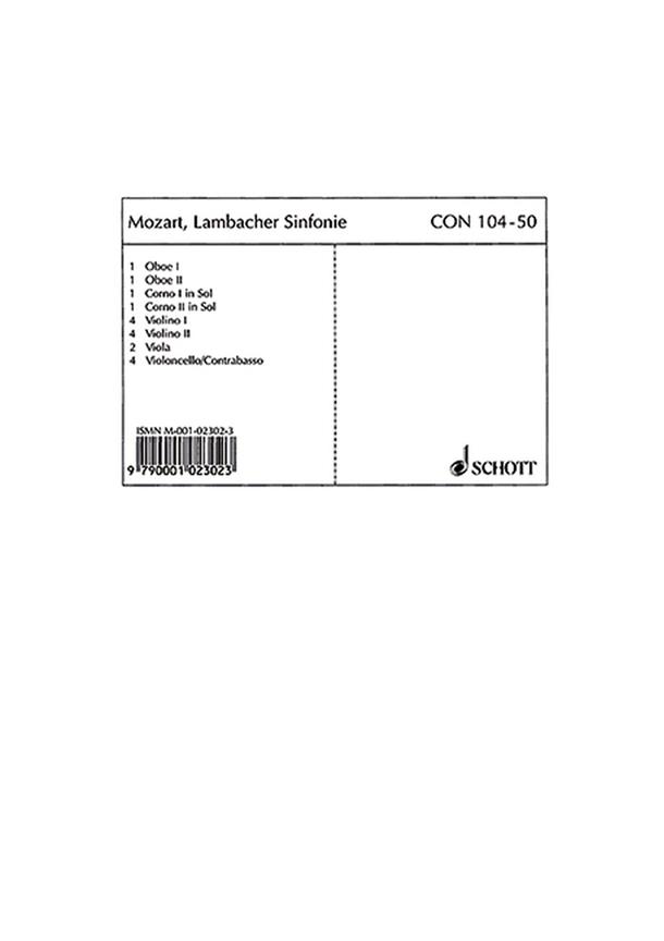 Sinfonie G Major KV 45a : Lambacher Sinfonie