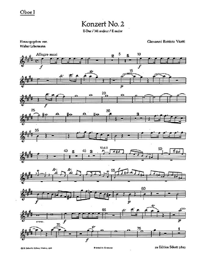 Concerto No. 2 E Major : Oboe I, Oboe II, Horn-e I, Horn-e II, 4 Violins I, 4 Violins II, 2 Violas, 4 Cellos/Double Basses
