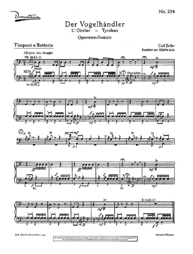 Der Vogelhandler : Operettas-Fantasie