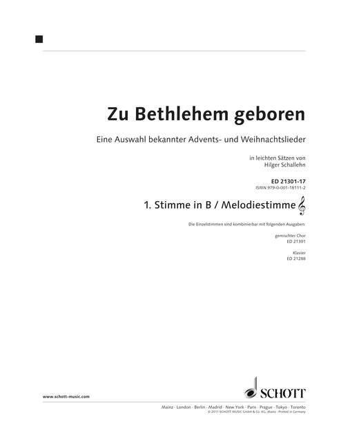 Zu Bethlehem geboren : Part 1 in Bb (TC)/ Melody part