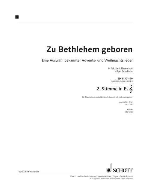 Zu Bethlehem geboren : Part 2 in Eb (TC)