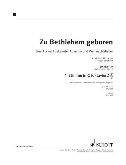 Zu Bethlehem geboren : Part 1 in C (TC) - oktaviert
