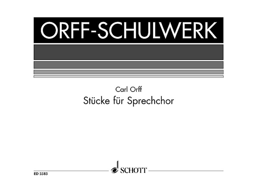 Orff Stucke Fur Sprechchor