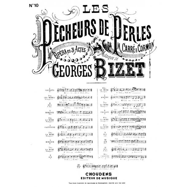 BIZET P&Ecirc;CHEURS DE PERLES (LES) N&deg; 10 AIR L'ORAGE S'EST CALM&Eacute; BARYTON C