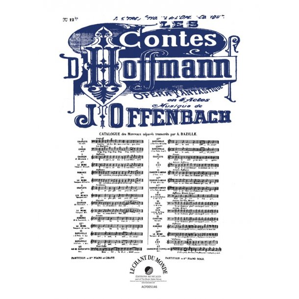 OFFENBACH CONTES D'HOFFMANN (LES) N&deg; 12BIS ROMANCE DE LA TOURTERELLE E