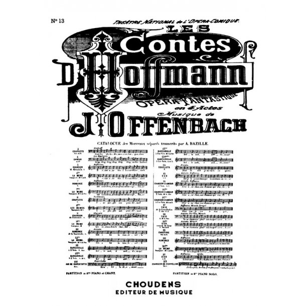OFFENBACH CONTES D'HOFFMANN (LES) N 13 BARCAROLLE BELLE NUIT TNOR ET
