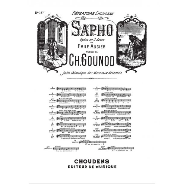 GOUNOD SAPHO N&deg; 15TER STANCES &Ocirc; MA LYRE IMMORTELLE SOPRANO CHANT ET PI